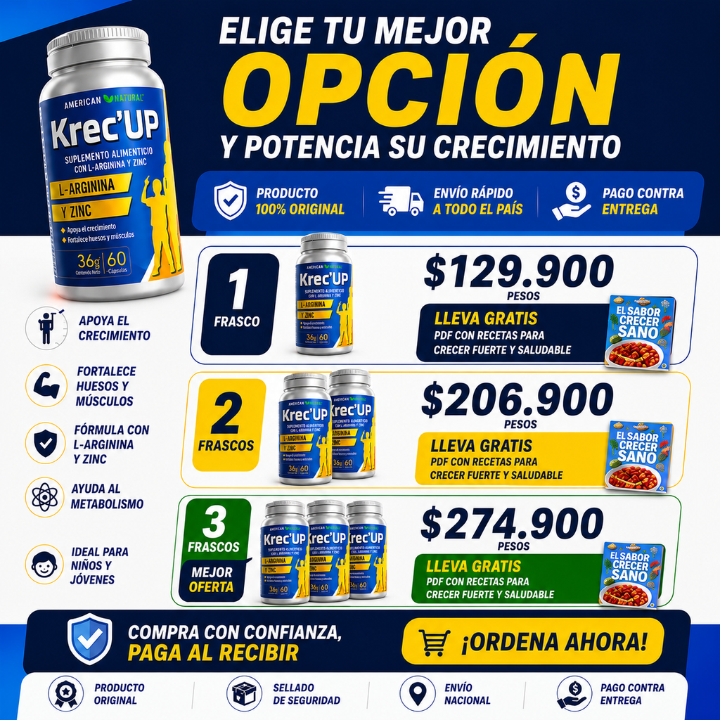 🚀 Krec’UP™ | Tratamiento Completo de 2 Meses – Compra 1 Mes y Recibe 2 + Ebook Gratis (Oferta Especial) 🎁