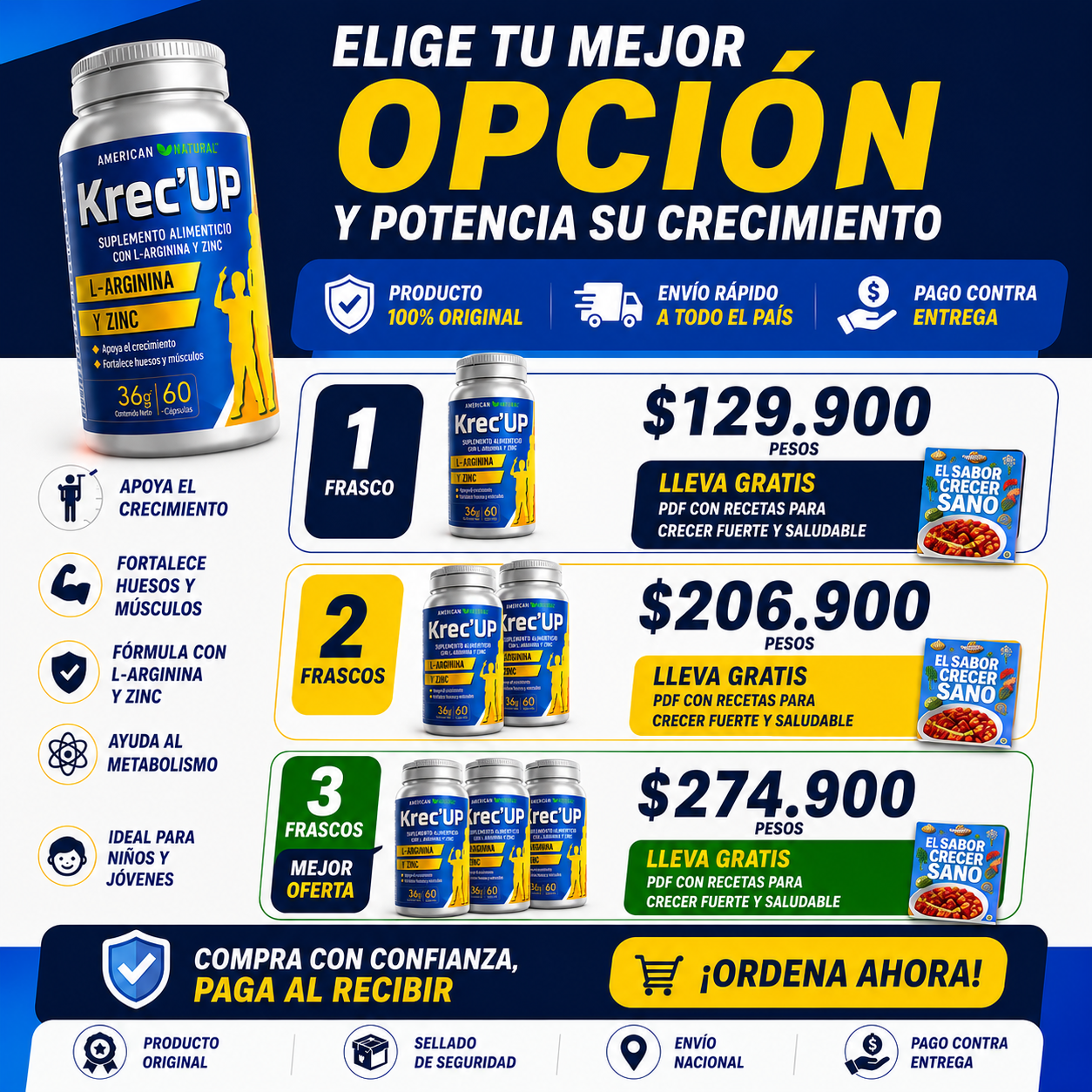 🚀 Krec’UP™ | Tratamiento Completo de 2 Meses – Compra 1 Mes y Recibe 2 + Ebook Gratis (Oferta Especial) 🎁